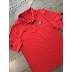 Georgia Bulldogs Polo Shirt Mens Medium Red‎ NCAA Football Nike Dri-Fit On-Field